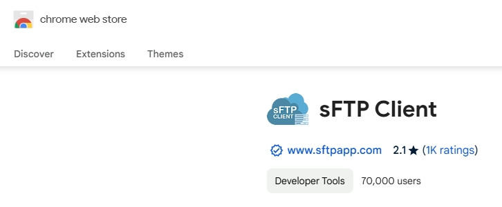 screenshot of sftp client on extension